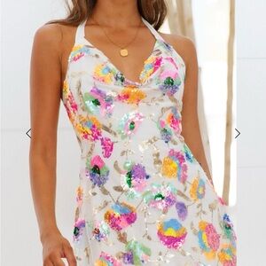 Hello Molly Flamenco Dancer Sequin Halter Mini Dress NWT